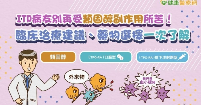 ITP病友別再受類固醇副作用所苦！ 臨床治療建議、藥物選擇一次了解