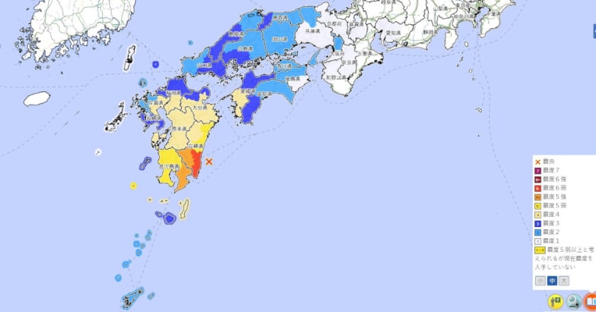 日本九州外海地震規模7.1 發布海嘯注意報
