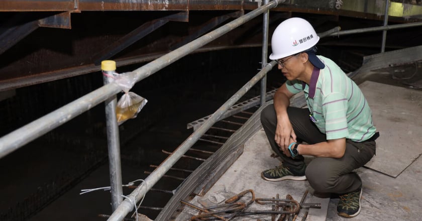 竹北天坑案建商施作防颱加固 竹縣府現勘