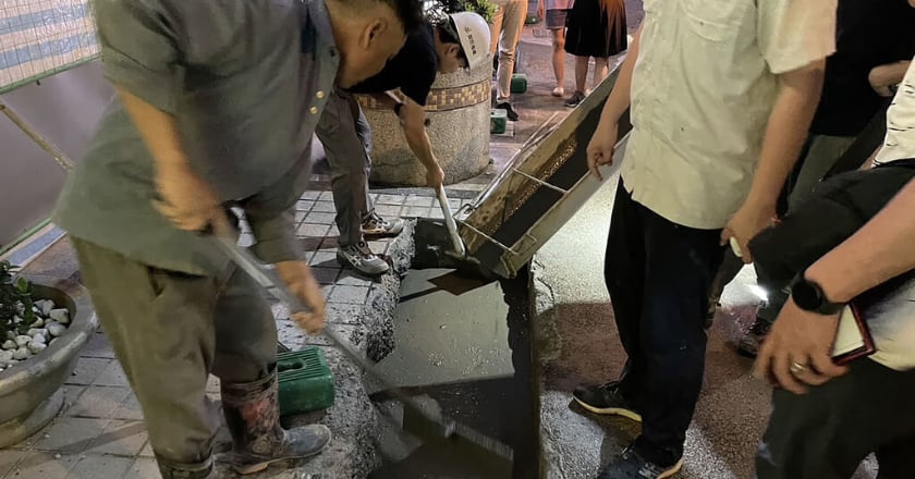 天坑旁人行道見孔洞 竹縣府要求回填修復