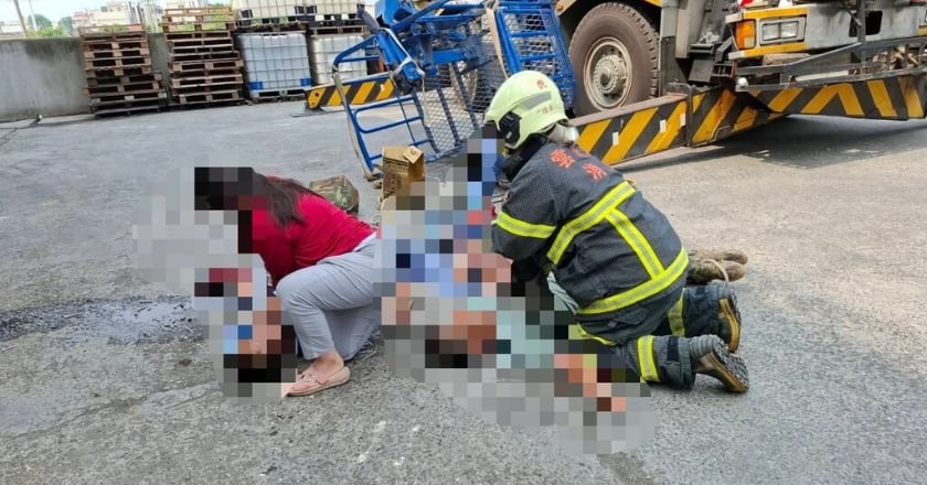 雲林虎尾鎮飼料廠修屋頂吊籃斷裂4工人墜落 3死1重傷