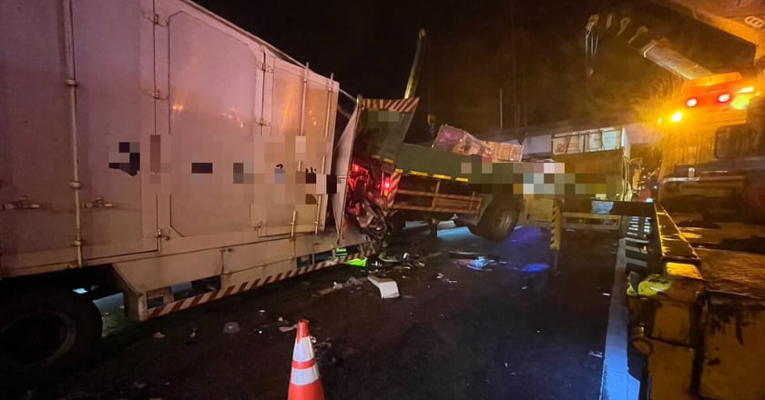 國1中山高台南仁德段半聯結車追撞4車 釀1死5傷
