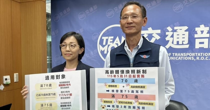 高齡換照新制5月31日上路 換照年齡下修至70歲