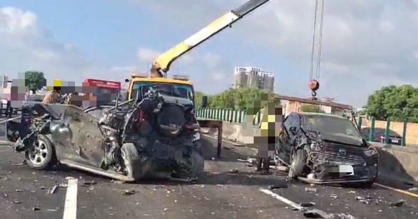 國1台南永康段9車追撞6傷送醫 車流一度回堵