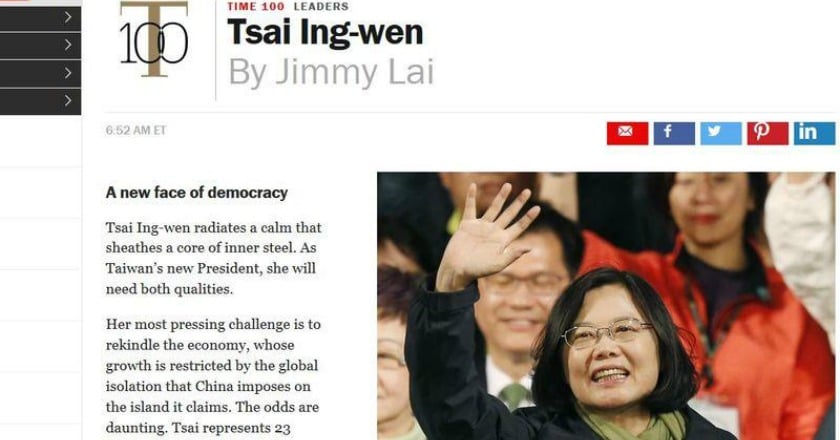 蔡英文獲選時代全球百大人物