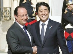 日本首相安倍訪問法國談及防務合作