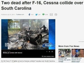 美F-16戰機與小飛機對撞 2人死亡 