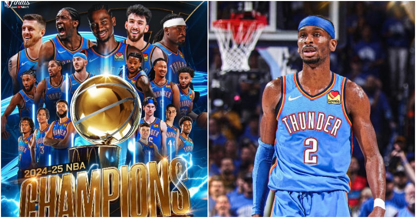 NBA總冠軍賽雷霆擊敗溜馬奪遷隊首冠 SGA榮膺FMVP